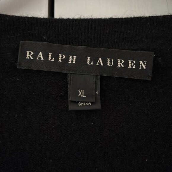 Ralph‎ Lauren Black Label 100% Cashmere Black Button Up V-Neck Cardigan Size XL - Picture 5 of 7